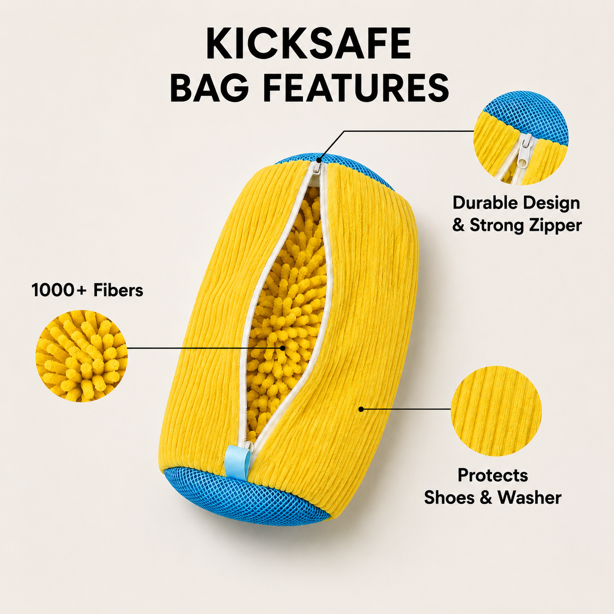 Reusable Shoe Laundry Cleaning Bag - Zippered Wash Bag for Washing Machines, Perfect Sneaker & Tennis Shoe Cleaner Kit for Dirt-Free Shine