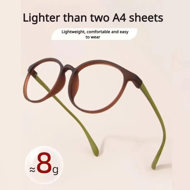 Gafas de lectura alemanas ultraligeras HD: peso pluma de 8 g, lentes de color real, protección contra luz azul UV400, montura flexible y cómoda