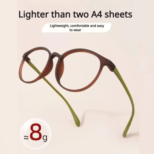 Gafas de lectura alemanas ultraligeras HD: peso pluma de 8 g, lentes de color real, protección contra luz azul UV400, montura flexible y cómoda