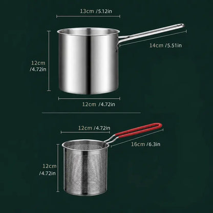 Stainless Steel Deep Fryer Set - 1-Person Mini Pot with Fry Pot, Filter Basket & Food Clip 🍳