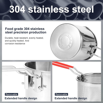 Stainless Steel Deep Fryer Pot - with Strainer Basket and Handle